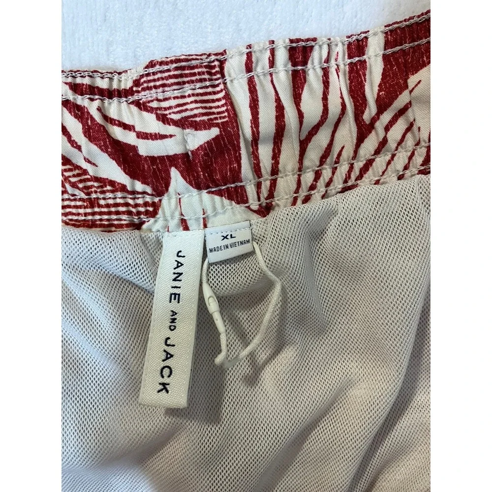 Janie and Jack Reyn Spooner Men XL Kipuka Swim Trunks Red Hawaiian Tropical NWOT